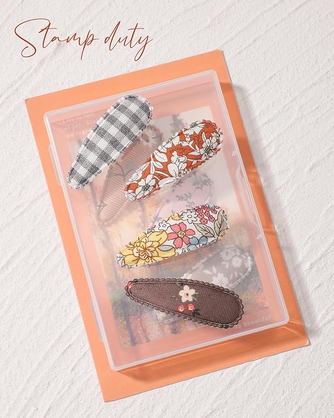 doboi 40 Pcs Floral Print 2.2 Inches Hair Clips and Bows for Baby Girls - Non-Slip Snap Barrettes and Hair Accessories