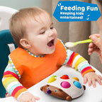 LiKee Fidget Popper Sensory Baby Toys for 10+ Months, Push and Popping Busy Board, Montessori Toys for 1+ Years Old, Airplane Car Travel Toy for Toddlers 1-3 Stress Relief (Hedgehog)