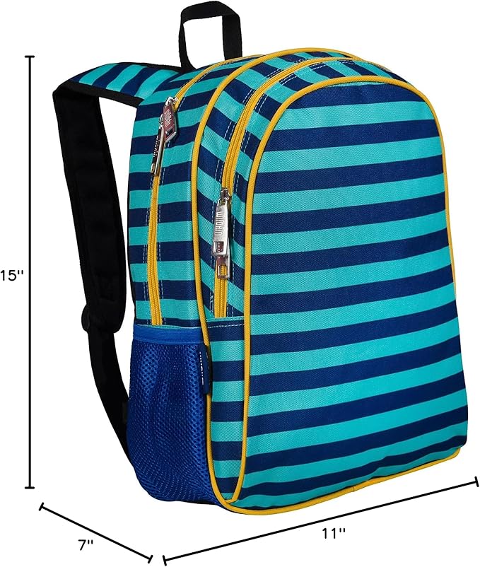 Wildkin 15-inch Kids Backpack – Durable, Padded, Adjustable for School & Travel - Blue Stripes
