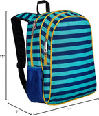 Wildkin 15-inch Kids Backpack – Durable, Padded, Adjustable for School & Travel - Blue Stripes