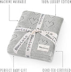 Heirloom Knit Heart Receiving Unisex Blanket for Boys and Girls - 100% Luxury Cotton Baby Blanket - Soft Warm Swaddle Receiving Blanket for Newborns Infants & Toddlers (Dove Grey)