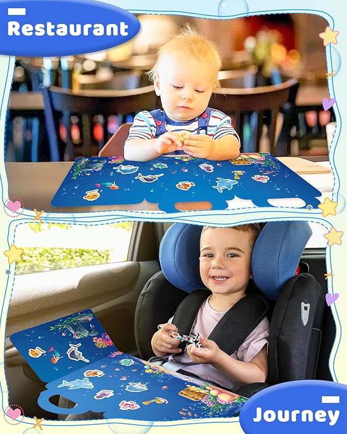 Benresive Reusable Sticker Book for Toddlers 2-4 Years, Fun Travel Stickers for Kids, Waterproof Sticker Books for Toddlers 1-3, Crafts Activities for Todddlers 1-3 2-4 3-5 - Ocean Animals