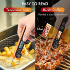 Meat Thermometer Digital with Backlight, Calibration & Hold Function, IP65 Waterproof Food Thermometer for Cooking, Outdoor Grilling, Candy Making