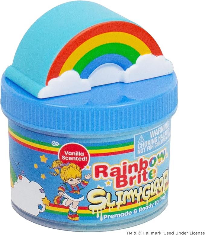 Rainbow Brite Scented Cloud Slime, Vanilla-Scented, Collectible Charm, White Iridescent Tinsel, & Reusable Container with Topper, Cute Stuff for Kids, Colorful Fidget Toys, Goody Bags Stuffers