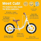Retrospec Cub Toddler 12" Balance Bike, 18 Months - 3 Years Old, No Pedal Beginner Kids Bicycle for Girls & Boys, Flat-Free Tires, Adjustable Seat, & Durable Frame