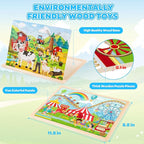 6 Packs Wooden Puzzles for Kids Ages 4-6, 60 Piece Wood Dinosaur Animals Jigsaw Puzzles for Toddlers Ages 3-5, Preschool Educational Learning Toys Gifts for 2 3 4 5 6 7 8 Boys Girls