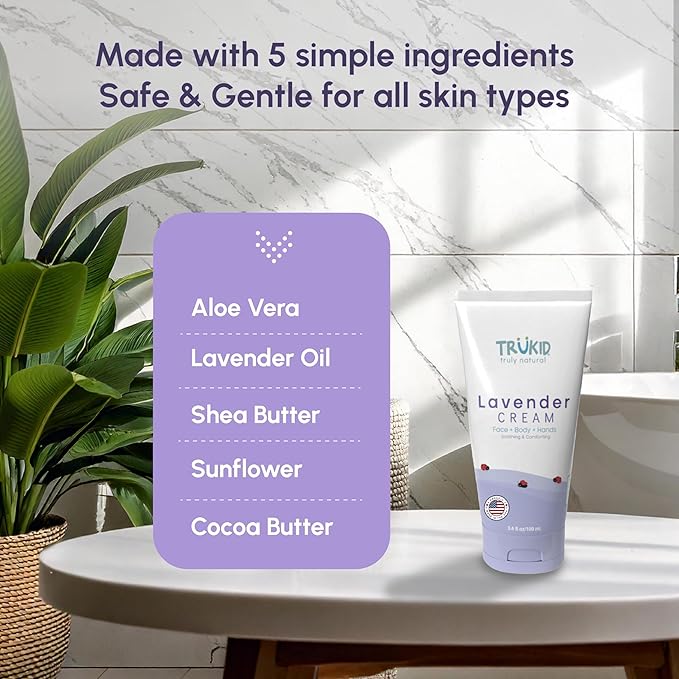 TruKid Lavender Bubble Podz, Baby Cream & Bubble Glove Set – Soothing Bath and Skincare Bundle for Kids