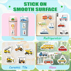 Reusable Sticker Books for Toddlers 1-3, Jelly Sticker Books for Kids 2-4, Vehicle Stickers for Kids