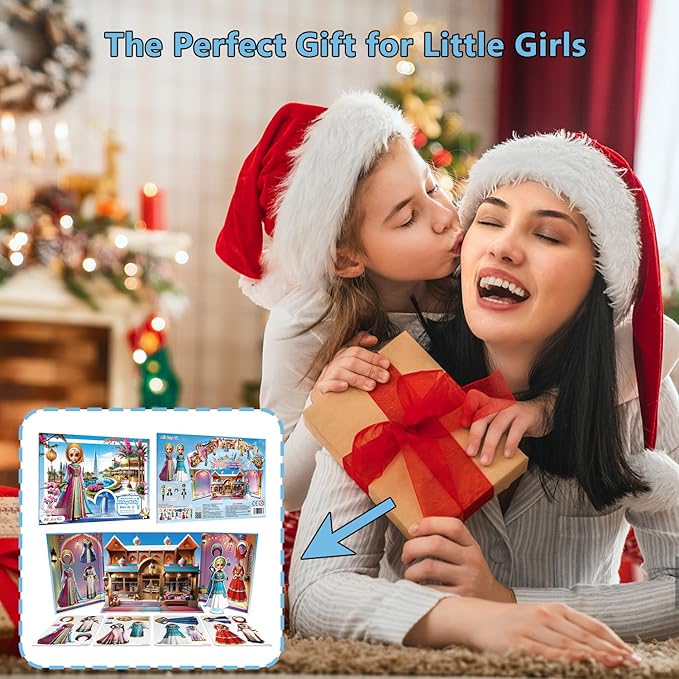 Yuzee Paper Dolls Stickers - Magnetic Dress Up Dolls for Girls - Toddler Travel Toys - 1 Paper Doll and 33 Clothing Accessories with 3D Magnetic Game Scene, Foster Creativity and Imagination