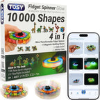 TOSY Magnet Fidget Spinner Glow - 16 Blocks, 3 in 1 Toy: Transformable Fidget Spinner, Infinity Cube, 2x2 Puzzle Cube, Glow, Stress Relief, STEM Magnet Tiles Birthday Gift for Kids/Boys/Girls/Adults