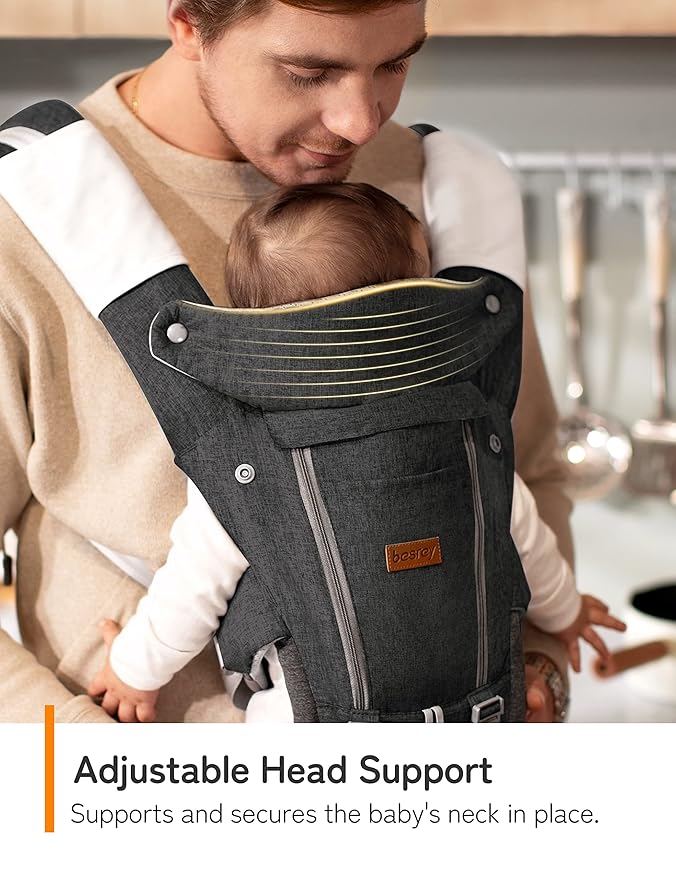 besrey Baby Carrier Hip Seat for Dad, Front Summer Infant Carrier Newborn to Toddler, Plus Men Backpack Holder, Harness for Carrying Infant, Hip Seat with Strap