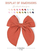 doboi 5.5 Inch 20PCS Baby Girls Fable Hair Accessories: Muslin Gauze Long Tail Hand-Tied Alligator Clips for Toddlers and Kids