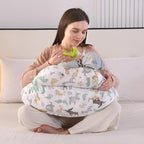 Nursing Pillow for Breastfeeding,Ergonomic Baby Feeding Pillows with Removable Washable Cotton Slipcover, Adjustable Waist Strap,Plus Size,More Support for Mom and Baby(Nordic Animal World)