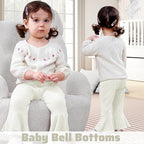 2 Pack Toddler Baby Girl Pants Flare Leggings Ribbed Knit Newborn Bell Bottoms Solid Ruffle Infant Pants for Girls