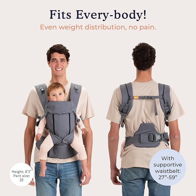 Beco 8 Hybrid Baby Carrier from Newborn to Toddler (7-45lbs) - All in One Mesh Front and Hip Carrier Backpack with Adjustable Seat - Cooling, Ergonomic and Comfortable - Dark Grey