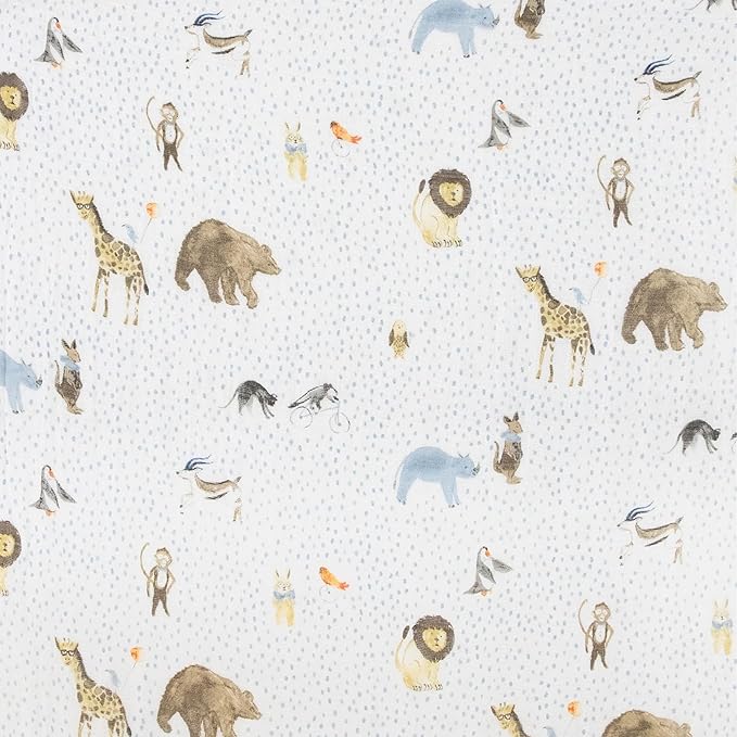 Little Unicorn Premium Crib Sheet | Breathable & Super-Soft Muslin Fabric (Party Animals)
