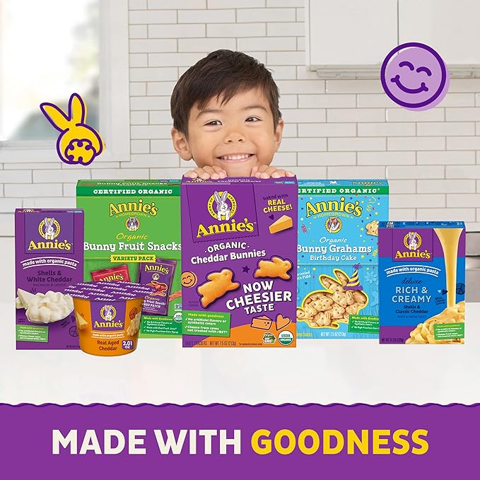 Annie's Organic Original Cheddar Squares Baked Snack Crackers, Made with Real Cheese, 11.25 oz