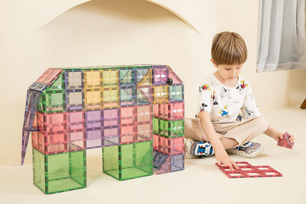 120PCS Premium MagneticTiles, Magnet Tiles, STEM AUTHENTICATED, Magnetic Blocks, Magnet Tiles, Magnetic Building Blocks, Magnets for Kids, MagneticTile Toy Boys Girls Age 3 4 5 6 7 8