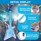 Guitar and Microphone Play Set with Glasses,Music Toys with Music&Light,Kids Karaoke Machine,Music Instruments for Toddlers,Boys,Perschool Educational Toys Gift for Children