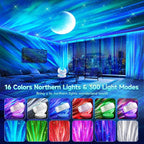One Fire Northern Lights Projector,16Color Galaxy Projector for Bedroom, 15 White Noise Galaxy Light Projector, 5Moon Star Projector, Bluetooth Aurora Light Projector, Remote Timer Star Lights