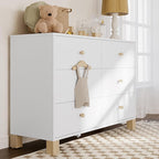 Storkcraft California 6-Drawer Double Dresser (White with Driftwood) - GREENGUARD Gold Certified, Interlocking Drawer System, Dresser Drawer Organizer for Kids Bedroom