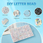 1400pcs Letter Beads, 4x7 mm Acrylic Alphabet Beads, Beads for Jewelry and Bracelet Making, in 28 Grid Box (White and Gold)