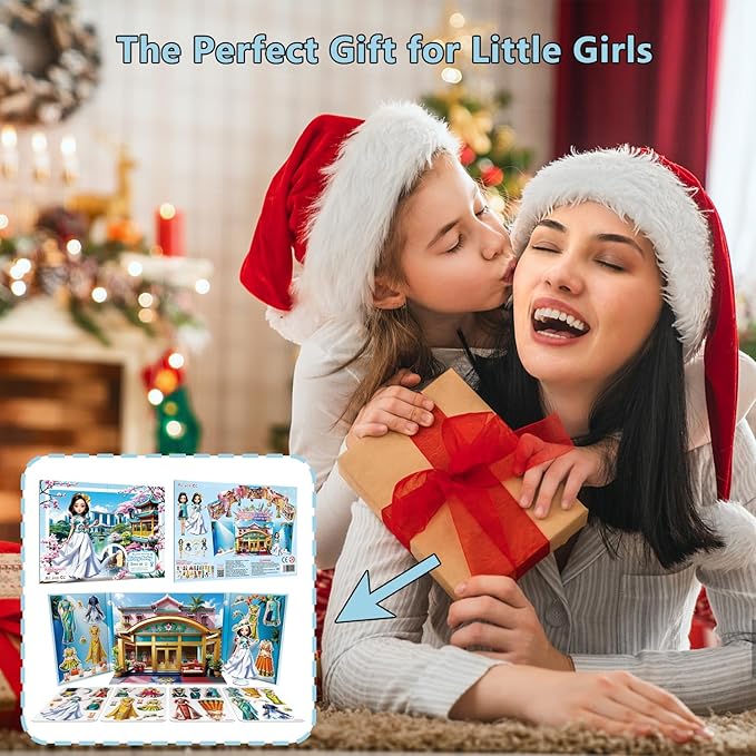 Yuzee Paper Dolls Stickers - Magnetic Dress Up Dolls for Girls - Toddler Travel Toys - 1 Paper Doll and 33 Clothing Accessories with 3D Magnetic Game Scene, Foster Creativity and Imagination