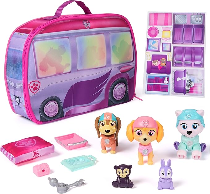 Paw Patrol Skye's World Pupcation Rescue Set with Skye, Everest & Liberty Bobble Head Toy Figures & RV Camper, Kids Toys for Boys & Girls Ages 3 & Up