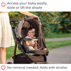 Stroller Sun Shade - Universal UV Protection Cover for Strollers Sunshade with See Through, Clip-On Sun Blocker, Sun Shield for Baby, Breathable Adjustable Fit, Full Coverage, Large