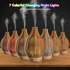 Boho Essential Oil Diffuser for Home Rattan Weaving with Remote Control, 100mL 7 Changing Color Lights Ultrasonic Aroma Humidifier, Noiseless Auto-Off Sleep Mode for Bedroom Office Workout