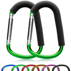 sprookber 6.7 Inch Large Stroller Hooks for Diaper Bags & Purses, Heavy Duty Mommy Hooks for Shopping, Grocery, Backpack – Baby Stroller Accessories, Set of 2 (Green)