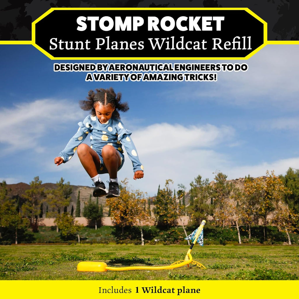 Stomp Rocket Stunt Airplane Refill, Wildcat Plane Launcher Toy for Kids - Airplane Toy Soars Over 100 Feet - Fun Outdoor Toys & Gift for Boys or Girls