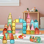 Magnetic Tiles,Magnet Building Blocks Construction Stacking Educational Toy Creative Playboard for Kids Ages 3+ (60 Pieces)