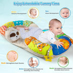 URMYWO Tummy Time Mat - 4 in 1 Cozy Tummy Time & Seated Support Pillow, Tummy Time Pillow for Newborn 0-12 Months, Infant Baby Sit Me Up Floor Seat Early Sensory Development Gifts Tummy Time Play Toys