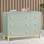 Delta Children babyGap Legacy 6 Drawer Dresser with Leather Pulls and Interlocking Drawers Greenguard Gold Certified, Sage Green w/Natural