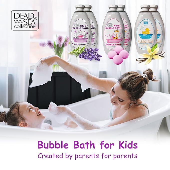 Dead Sea Collection Bubble Bath Kids with Lavender - Cleansing and Moisturizing Liquid Bath Bubbles - Lavender Oil and Pure Dead Sea Minerals - Pack of 2 Large Bottles (67.6 fl.oz)