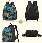 Monster Truck Toddler Backpack Waterproof Mini Backpack with Name/Text Preschool Backpack Cute Small Kindergarten Pre School Bags 13 Inch, Medium, Pattern 4