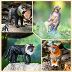 Toymany 15PCS Monkey Primates Figurines, Plastic Jungle Animals Set Included Tree Monkey Ape Tree Chimpanzee Gorilla Orangutan Toys for Kid Todllers
