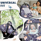 Pea Pod Car Seat Cover Baby, Infant Car Seat Canopy Covers for Newborn with 2 Layers Windows of Breathable Mesh Fabric, Lightweight Polyester/Soft Minky Dot Backing (Dinosaur)