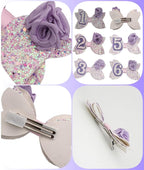 Birthday Hair Bow for Baby Girls 1 2 3 4 5 6 Years Sprinkle Decorations Party Hair Accessories for Two 2nd Birthday Purple Rose