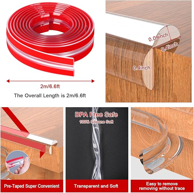 Clear Corner Protectors,Corner Protector Baby Proofing 32.8ft(10M) with 4 Corners,Furniture Corner Guard & Edge Safety Bumpers,Soft Edge Protector with Strong Adhesive