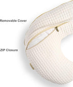 Organic Cover for Nursing Pillow • Premium Quality 100% Cotton Oeko-Tex Standard • Cover for Breastfeeding and Bottle Feeding Pillow • Soft and Breathable • Only Cover (Cream waffle)