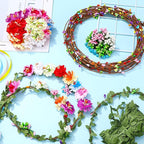 Syhood Mini Plum Blossom Crowns Making Kit, 120 Pcs Parts, Make Your Own Flower Wreath Headbands and Bracelets Craft Kit Hair Accessories Handmade DIY Floral Crown Garland Presents