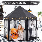 Monobeach Princess Tent Girls Black Large Playhouse Kids Castle Play Tent with Star Lights Gift Toy for Children Indoor and Outdoor Games