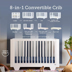 dadada Spirit 8 in 1 Convertible Crib to Toddler Bed & Floor Bed, Made in Italy, Greenguard Gold Certified, Adjustable Mattress Heights (White)