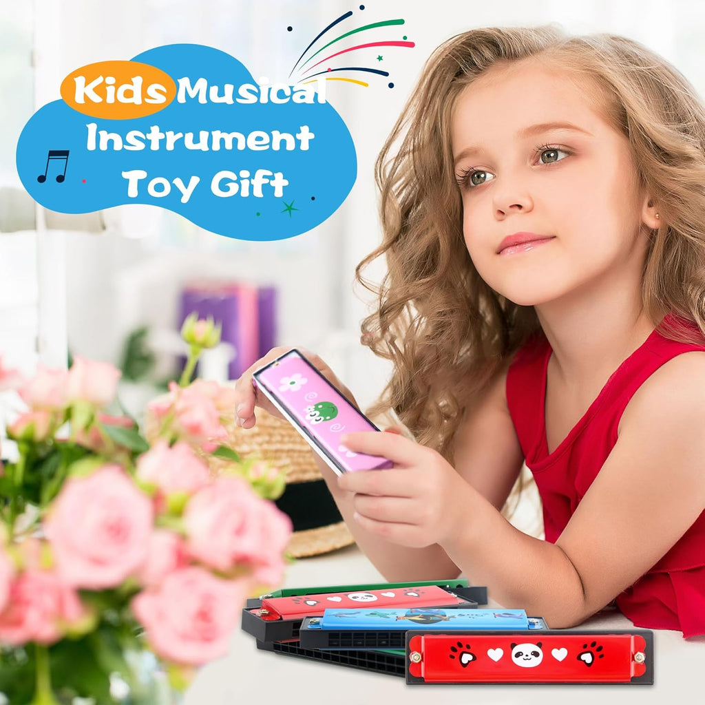15 Pack Harmonica Toy for Kids Cartoon Harmonica with Double Row of 16 Holes Musical Instrument Toy for Toddler Kids Adult Beginners' Musical Instrument Toy Gift, Random Color Pattern