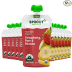 Sprout Strawberry Pear Banana Organic Baby Food 3.5 oz Pack of 12
