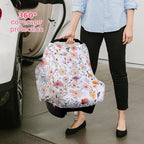 Rquite All-in-1 Car Seat Cover Baby, Carseat Covers for Girl Boy, Stretchy Soft Infant Car Seat Cover, Multi-use Baby Carrier Cover, Car Seat Canopy, Stroller Sun Shade, Nursing Breastfeeding Cover