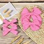 DEEKA 4 PCS Hot Pink Cotton Linen Hair Bows 3 Styles 5" & 4" Handmade Hair Bow set for Toddler Girls Alligator Hair Clips Knot Bows Hair Accessories for Little School Girls (Hot Pink)