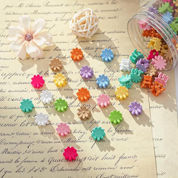 Mini Flower Hair Clips, Baby Hair Clips Mini Claw Clips Cute Jaw Clips Hair Pins Hair Barrettes Toddler Hair Accessories for Women Girls Kids Teens 100Pcs Colorful